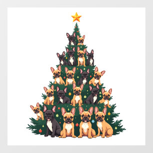 Christmas tree With Terrier dogs Xmas Gift  Window Cling