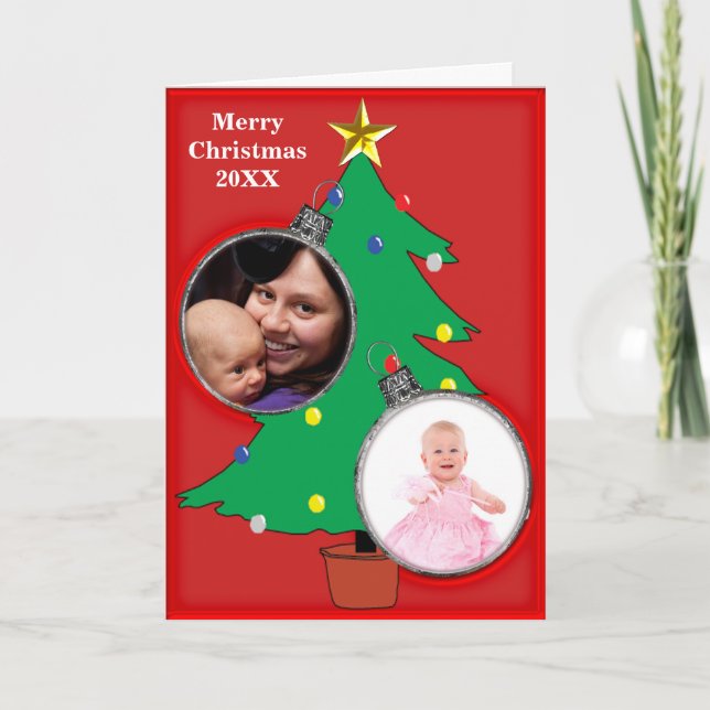 Christmas Tree with Your Photos Holiday Card (Front)
