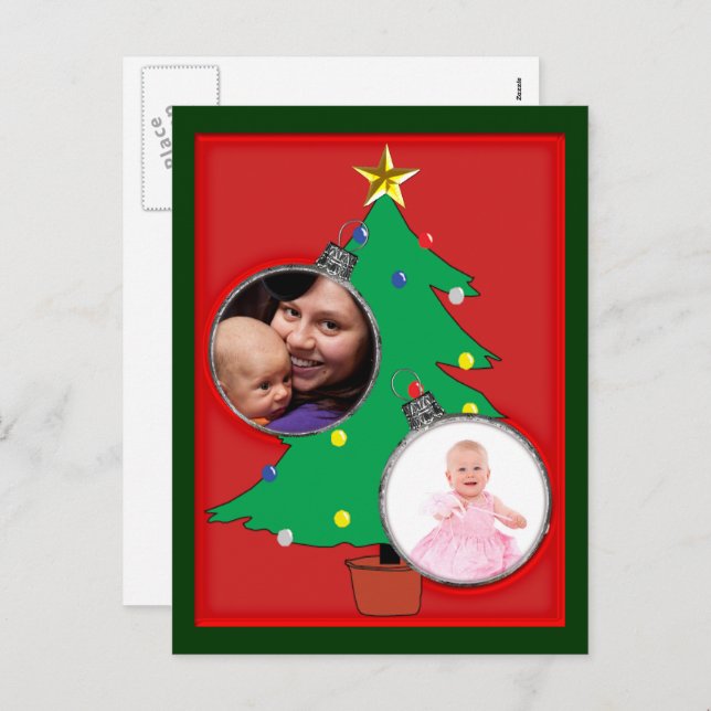 Christmas Tree with Your Photos Holiday Postcard (Front/Back)