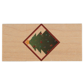 Christmas Tree Wood Flash Drive