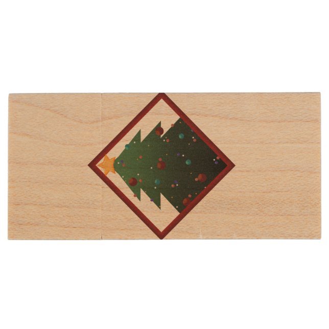 Christmas Tree Wood Flash Drive (Back)