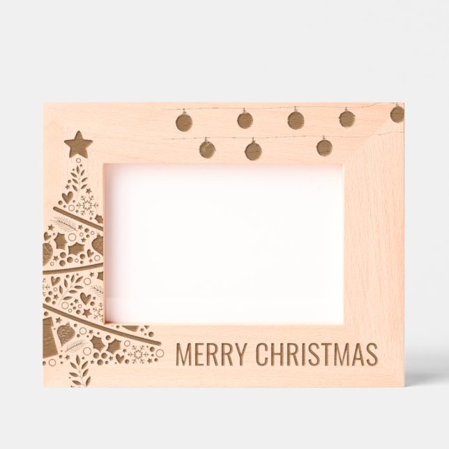 Christmas Tree Wooden Laser Picture Engraved Frames (Front)