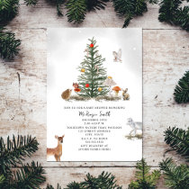 Christmas Tree Woodland Animals Baby Shower Invitation