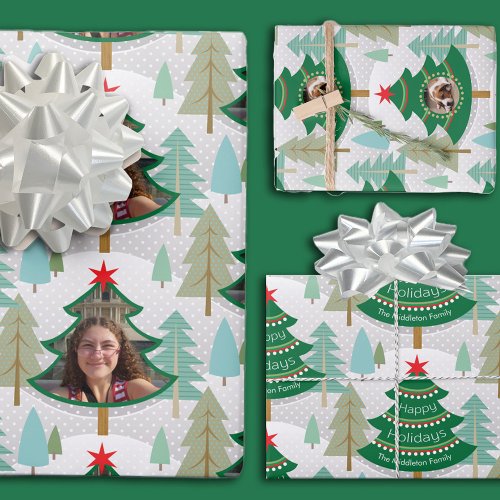 Christmas Tree Woodland Photo Wrapping Paper Sheet