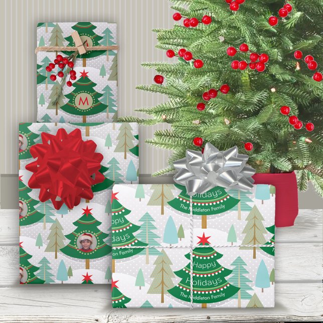 Christmas Tree Woodland Photo Wrapping Paper Sheets (Creator Uploaded)