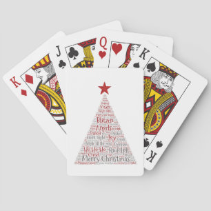 Christmas Tree Word Art with Red Star Poker Cards