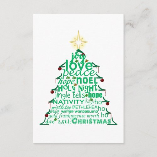 Christmas Tree Words Enclosure Card