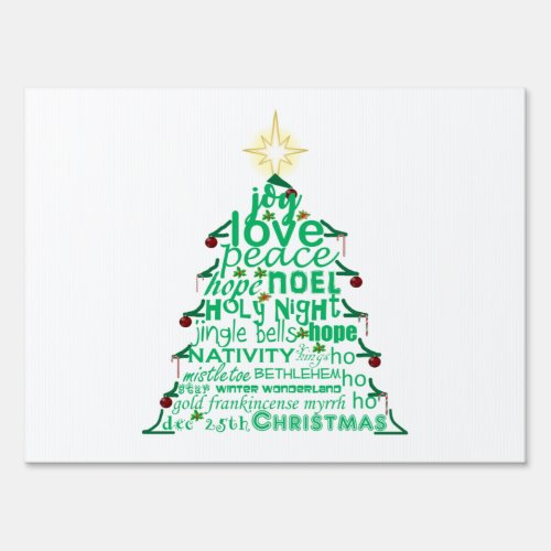 Christmas Tree words Sign