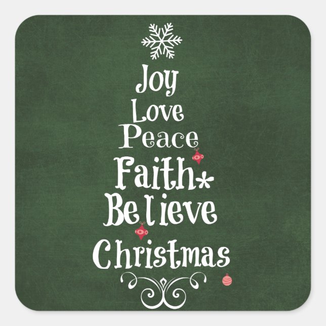 Christmas Tree Words Square Sticker (Front)