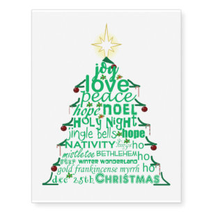 Christmas Tree words Temporary Tattoos