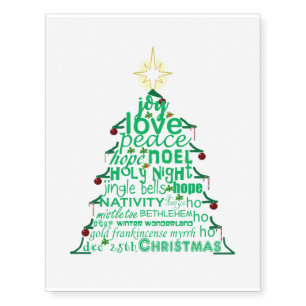 Christmas Tree Words Temporary Tattoos