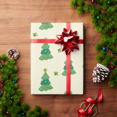 Christmas Tree Wrapping Paper | Cozy Illustrations