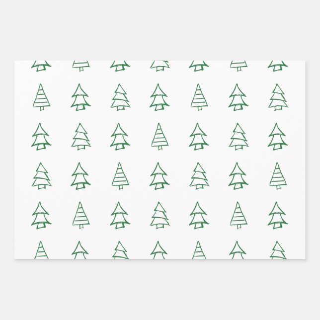 Christmas Tree Wrapping Paper Sheets (Front)