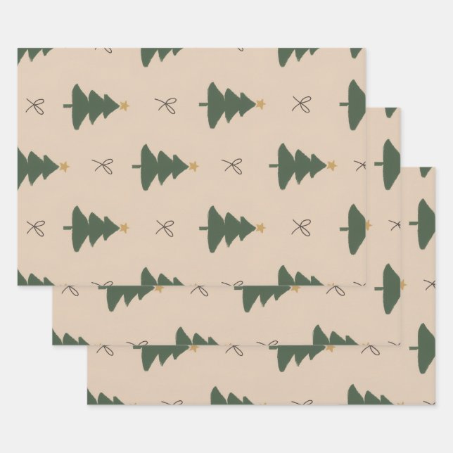 Christmas tree wrapping paper sheets (Set)