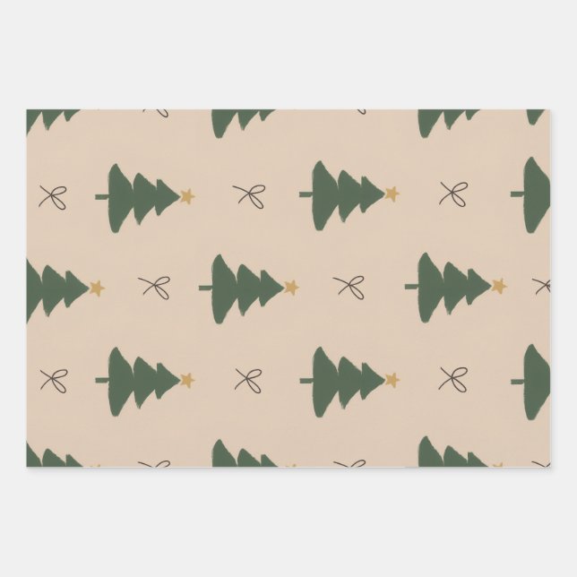 Christmas tree wrapping paper sheets (Front 3)
