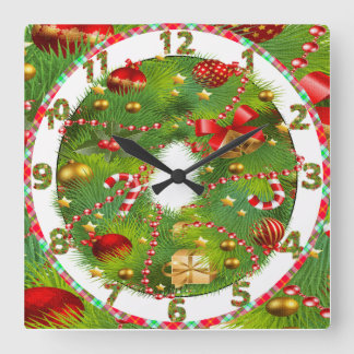 christmas tree wreath clock with cute decorations