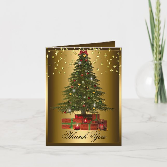 Christmas Tree Xmas Holiday Thank You Card (Front)