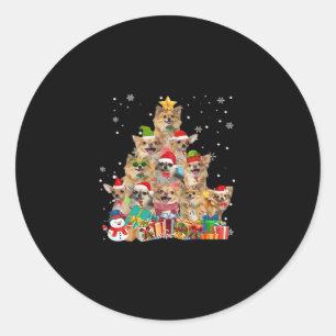 Christmas Tree Xmas Lights Chihuahua Classic T-Shi Classic Round Sticker