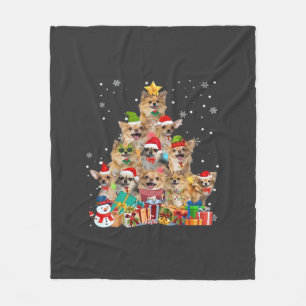 Christmas Tree Xmas Lights Chihuahua Classic T-Shi Fleece Blanket