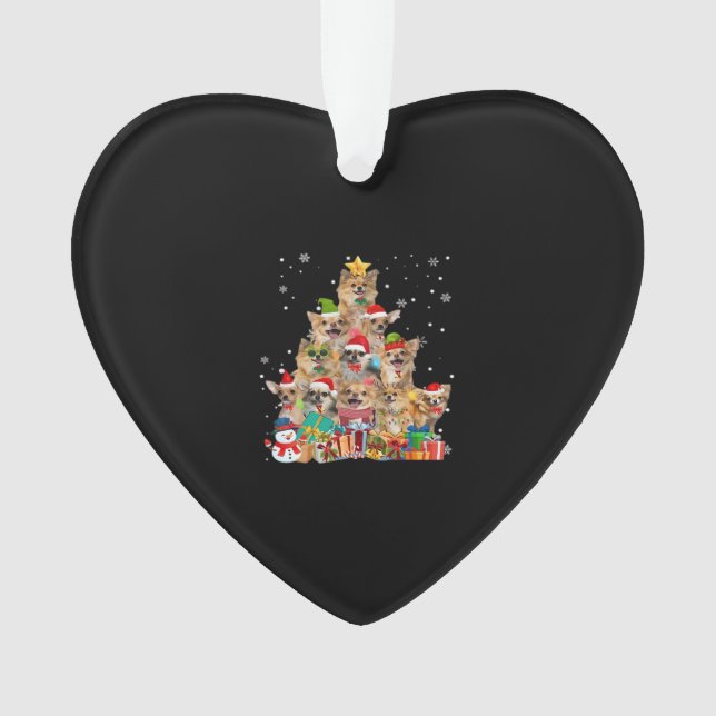 Christmas Tree Xmas Lights Chihuahua Classic T-Shi Ornament (Front)