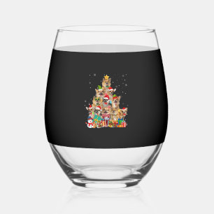 Christmas Tree Xmas Lights Chihuahua Classic T-Shi Stemless Wine Glass