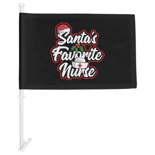Christmas Tree Xmas Nurse Santas Favorite Holiday Car Flag