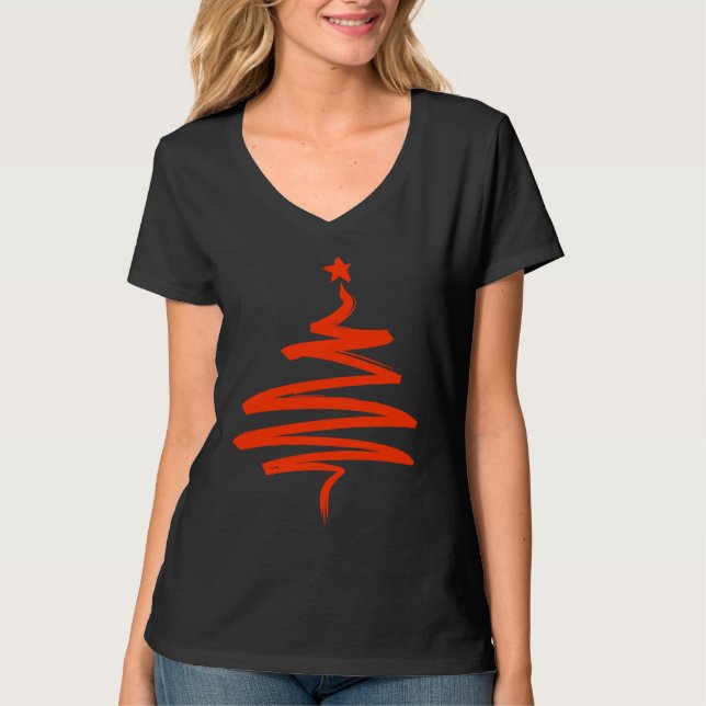 Christmas Tree Xmas Tree Orange Brush Stroke Men W T-Shirt (Front)
