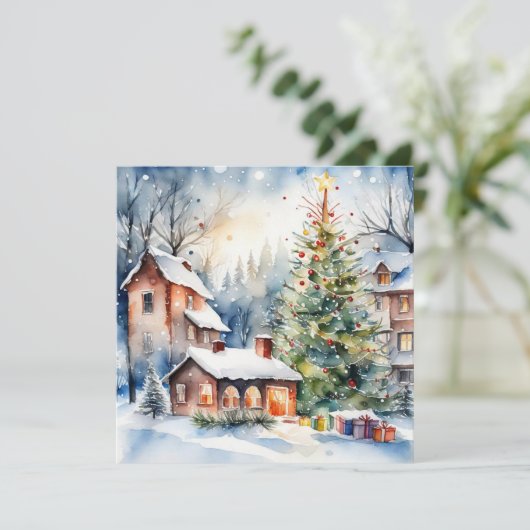 Christmas tree Xmas village snowing pic (Standing Front)