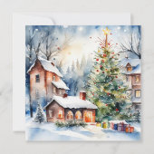 Christmas tree Xmas village snowing pic (Front)