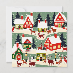 Christmas tree Xmas village snowing pic Invitation