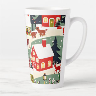 Christmas tree Xmas village snowing pic Latte Mug