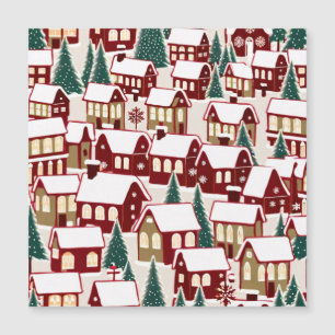 Christmas tree Xmas village snowing pic RSVP Card