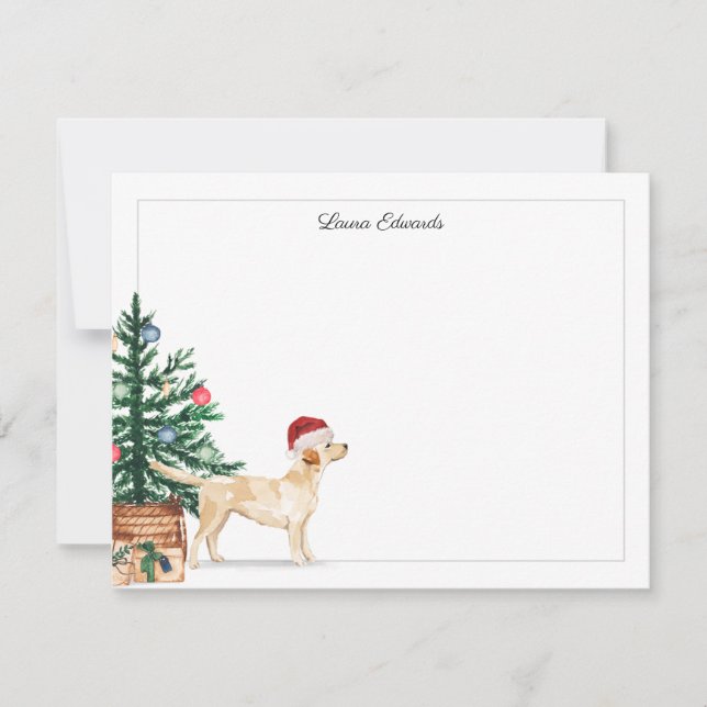 Christmas Tree Yellow Labrador Retriever Holiday Note Card (Front)
