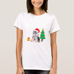 Christmas tree, Yorkshire puppy dog & gifts T-Shirt