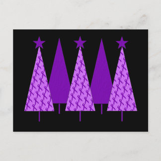 Christmas Trees - Alzheimers Purple Ribbon Holiday Postcard