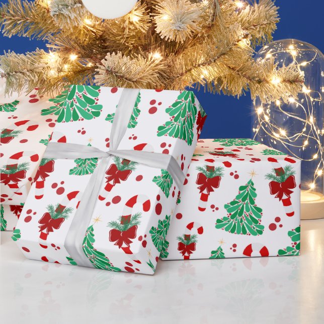 Christmas Trees and Candy Cane  Wrapping Paper (Holidays)