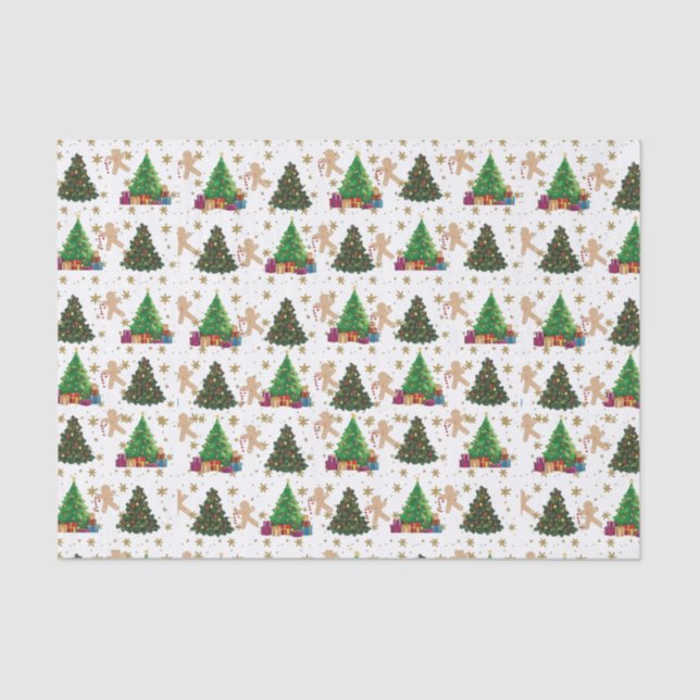 Christmas Trees and Gingerbread Tissue Paper (Front)