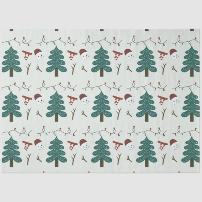 Christmas Trees and Lights Green Christmas Tissue Paper (Front)