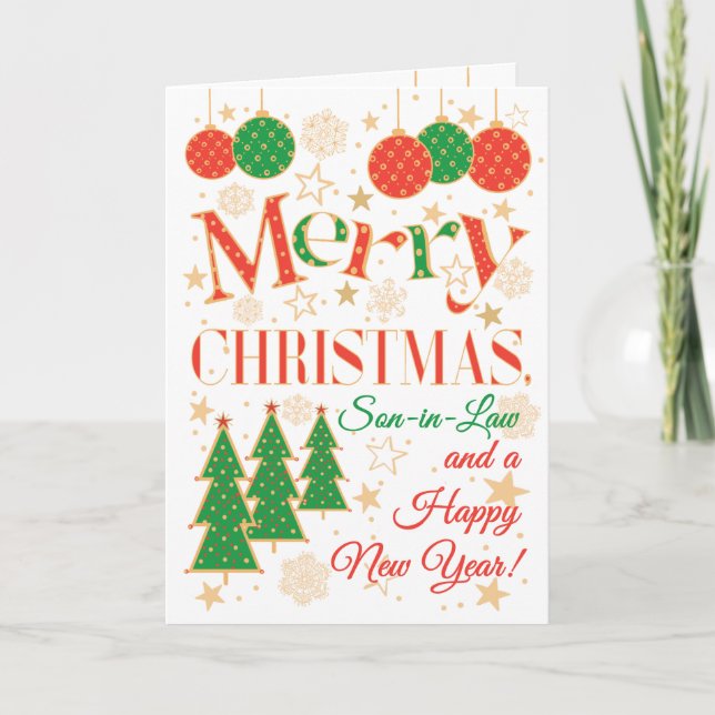 Christmas Trees and Ornaments for Son-in-Law Card (Front)