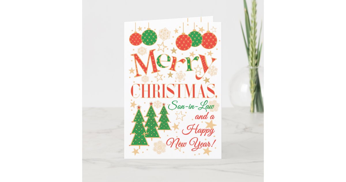 Christmas Trees and Ornaments for SoninLaw Card Zazzle