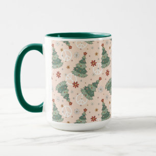 Christmas Trees and Peace Signs Pattern Mug