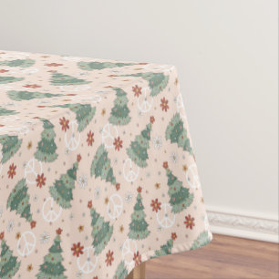 Christmas Trees and Peace Signs Pattern Tablecloth