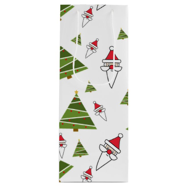 Christmas Trees and Santa Wine Gift Bag (Front)