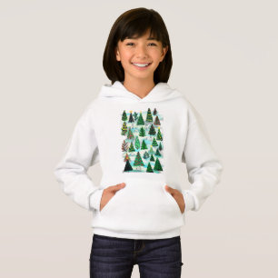 Christmas trees and snow hares hoodie