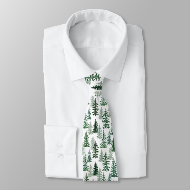Christmas Trees and Snow in the Forest  Neck Tie (Tied)