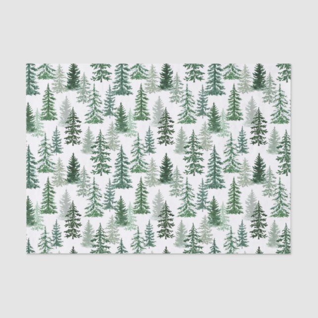 Christmas Trees and Snow in the Forest  Tissue Paper (Front)