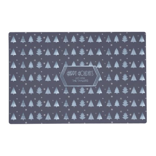Christmas Trees and Snowflake Pattern Blue ID863  Placemat