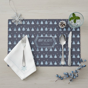 Christmas Trees and Snowflake Pattern Blue ID863  Placemat