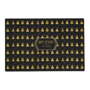 Christmas Trees and Snowflake Pattern Gold ID863 Placemat
