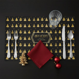 Christmas Trees and Snowflake Pattern Gold ID863 Placemat